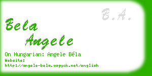 bela angele business card